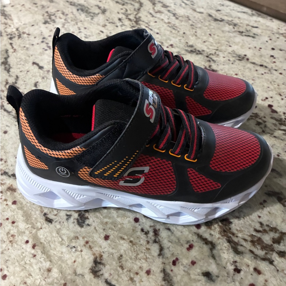 Skechers Kids Red, Black & Orange Light-Up Athletic Sneakers